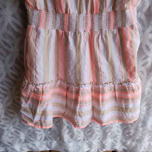 Vineyard vines dress large pink tan striped shirt sleeves cotton - Picture 8 of 11